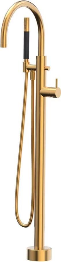 Xenz Vrijstaande badkraan Duero | Hoogte uitloop 84.5 cm | Draaibare uitloop | Mengkraan | Rond | Goud - Foto 3