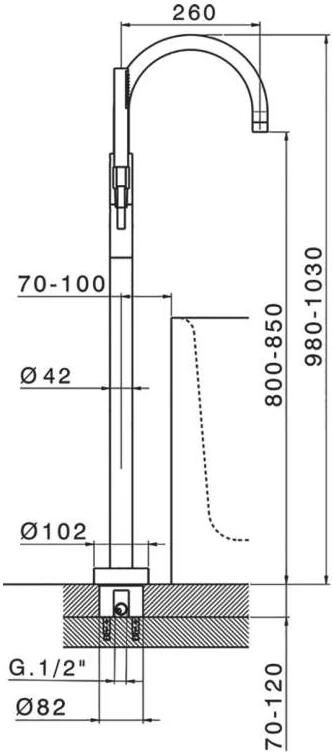 Xenz Vrijstaande badkraan Duero | Hoogte uitloop 84.5 cm | Draaibare uitloop | Mengkraan | Rond | Zwart - Foto 2