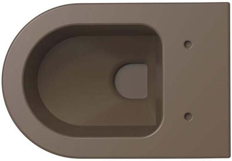 Xenz Wandcloset Gio | 47 cm | Zonder spoelrand | Zonder toiletzitting | Excl.Toiletzitting | Keramiek | Mat coffee - Foto 2