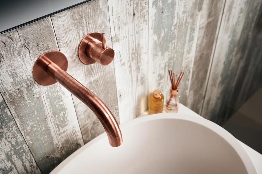 Xenz Wastafelkraan Duero | Inbouw | Mengkraan | Incl.Inbouwdeel | Rond | Oud koper - Foto 2