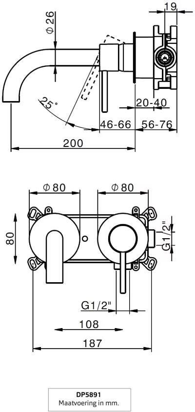 Xenz Wastafelkraan Duero | Inbouw | Mengkraan | Incl.Inbouwdeel | Rond | RVS look - Foto 2