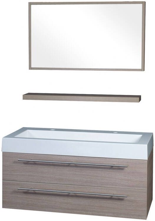 Differnz Force1000 badmeubelset 100x49x48cm MDF 2 kraangaten 1 wasbak met spiegel Eiken 36.009.88