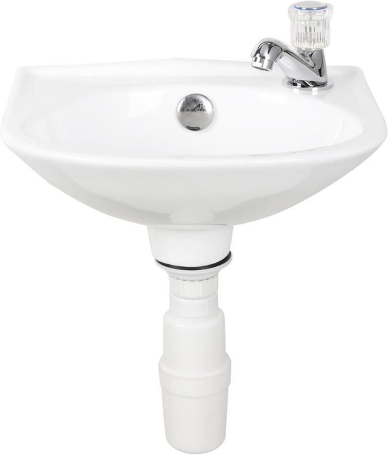 Differnz fonteinset 32x28x15cm Ovaal 1 kraangat Chroom Keramiek Wit 38.021.00 - Foto 2