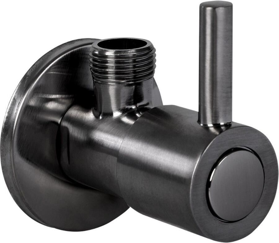 Differnz Hoekstopkraan Met Rozet 1 2x3 8 mm Gunmetal - Foto 2