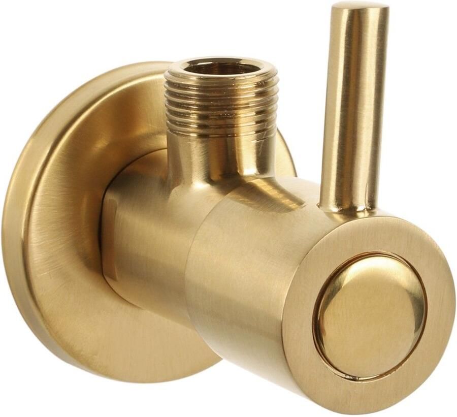 Differnz Hoekstopkraan Met Rozet 1 2x3 8 mm Mat Goud