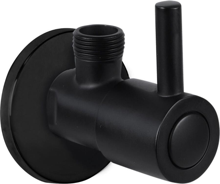 Differnz Hoekstopkraan Met Rozet 1 2x3 8 mm Mat Zwart