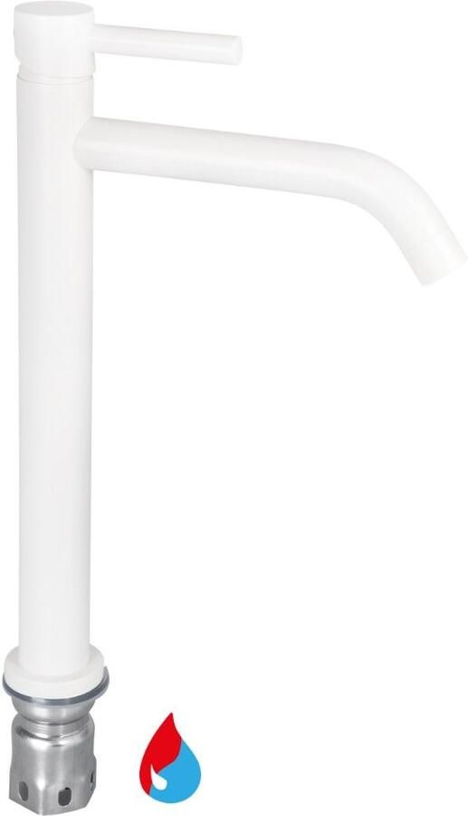 Differnz Kraan Koud warm hoog gebogen kraan mat wit 30.414.81 - Foto 2