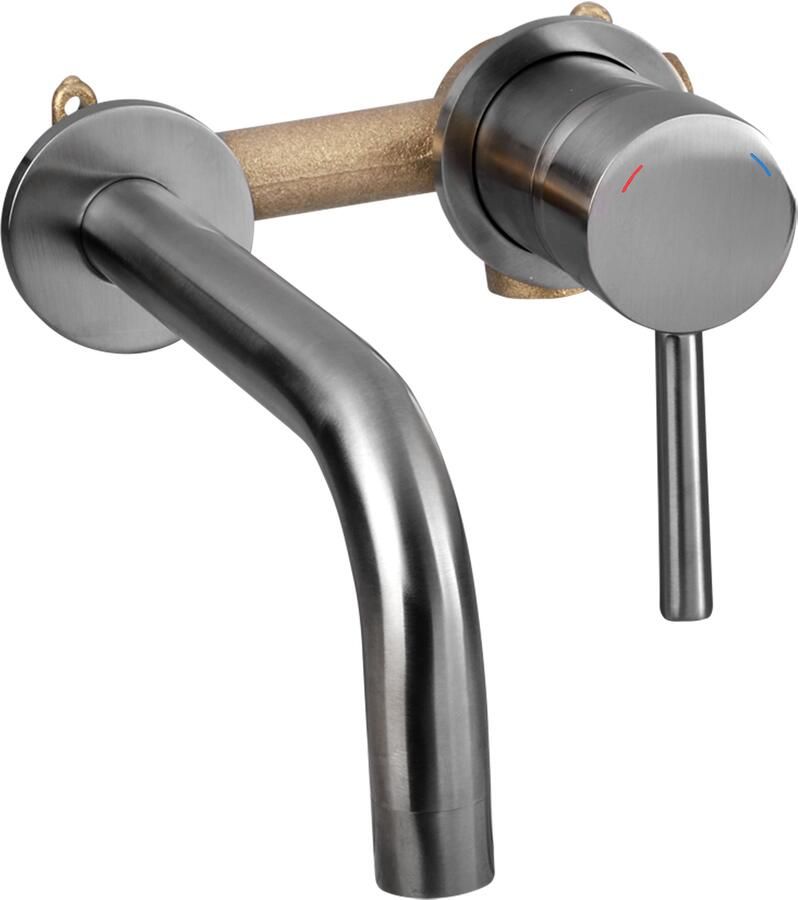 Differnz muurkraan inbouw koud warmwater rechts gun metal