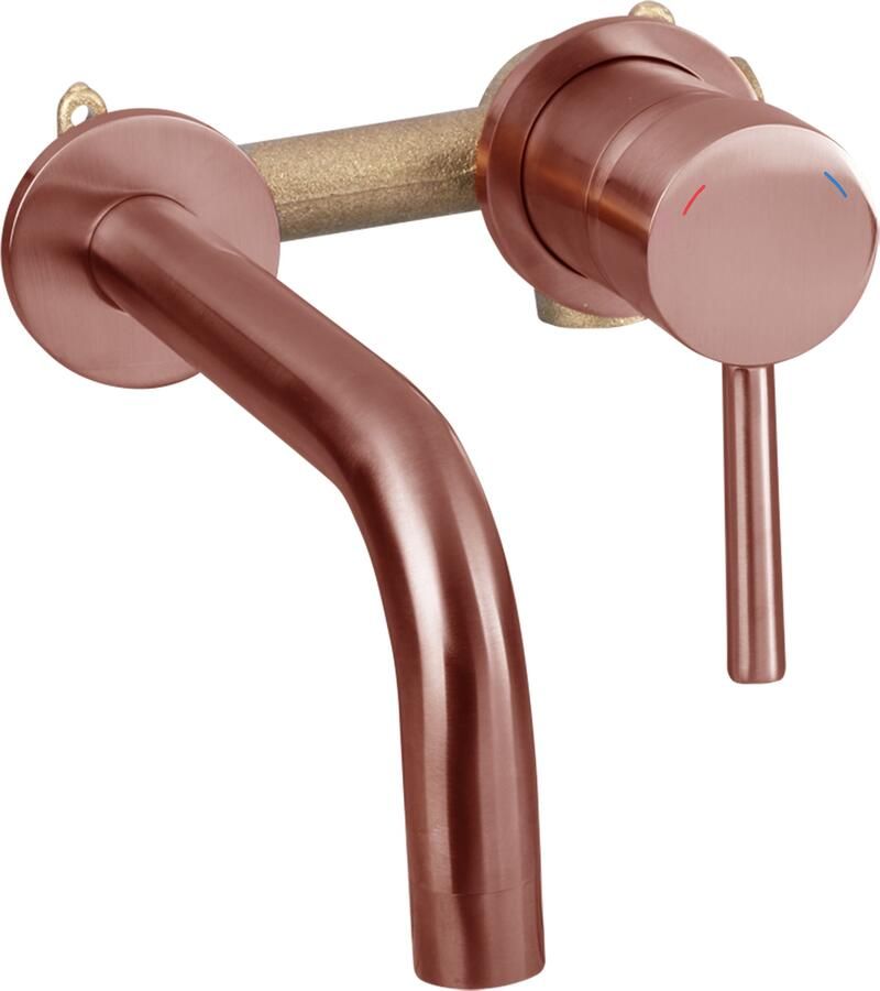Differnz muurkraan inbouw koud warmwater rechts rood koper