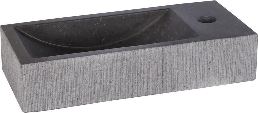 Differnz Ribble fonteinset 38x18x8cm Rechthoek 1 kraangat recht goud matte kraan natuursteen zwart 38.402.27 - Foto 2