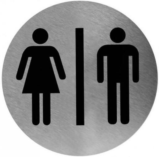 Mediclinics pictogram man vrouw zelfklevend rond PS0001CS RVS