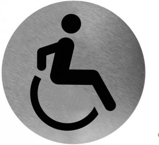 Mediclinics pictogram invalide toilet zelfklevend rond RVS PS0004CS online kopen