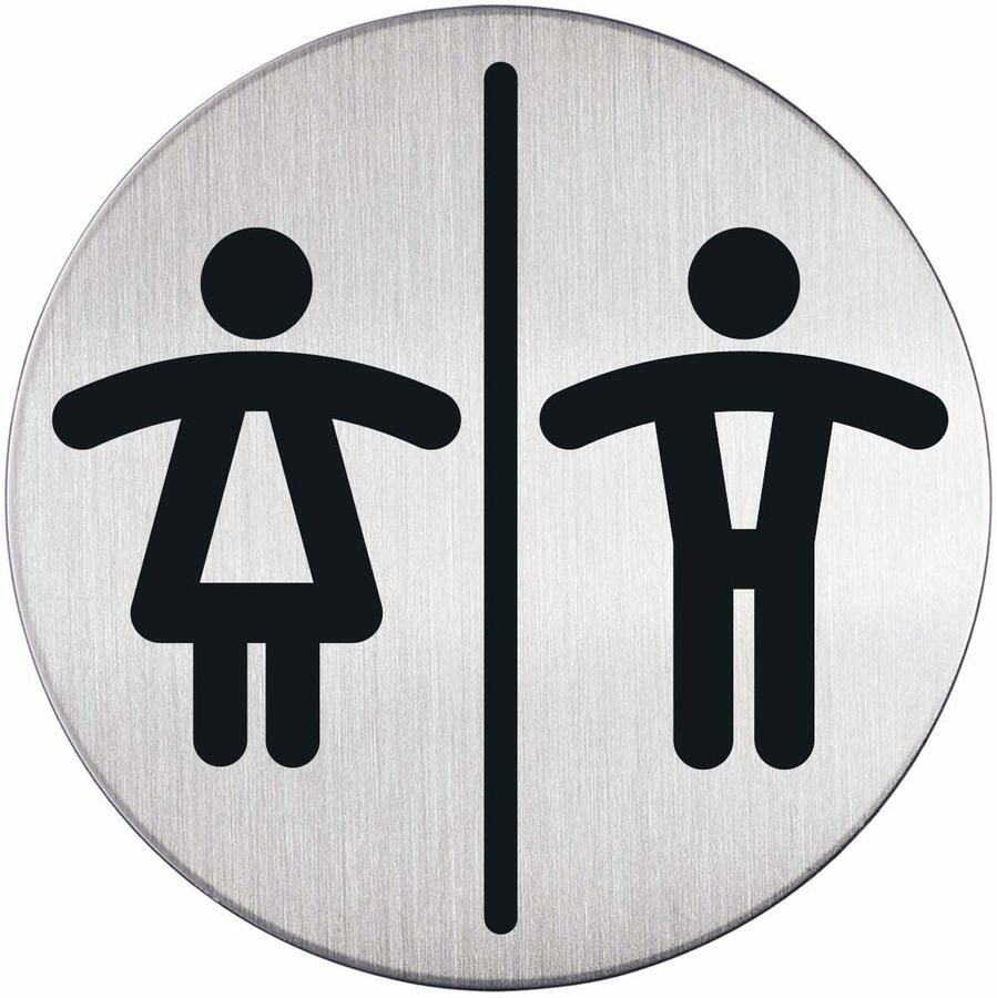 Novioproducts Pictogram zelfklevend rond dames- en herentoilet RVS