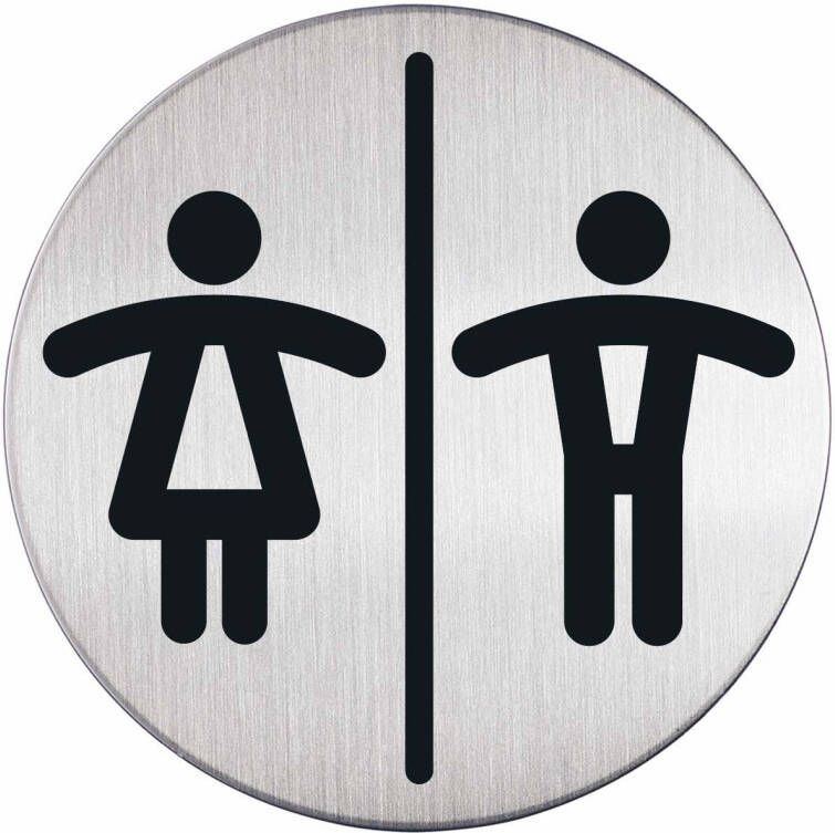 Novioproducts Pictogram zelfklevend rond dames- en herentoilet RVS