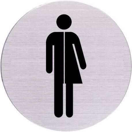 Novioproducts Pictogram zelfklevend rond genderneutraal toilet RVS