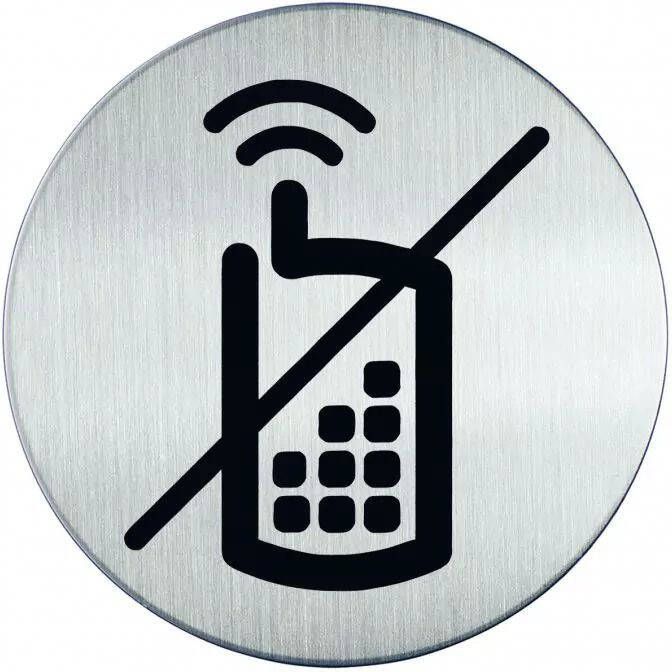 Novioproducts Pictogram zelfklevend rond GSM niet toegestaan RVS