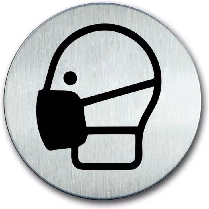 Novioproducts Pictogram zelfklevend rond mondkapje RVS