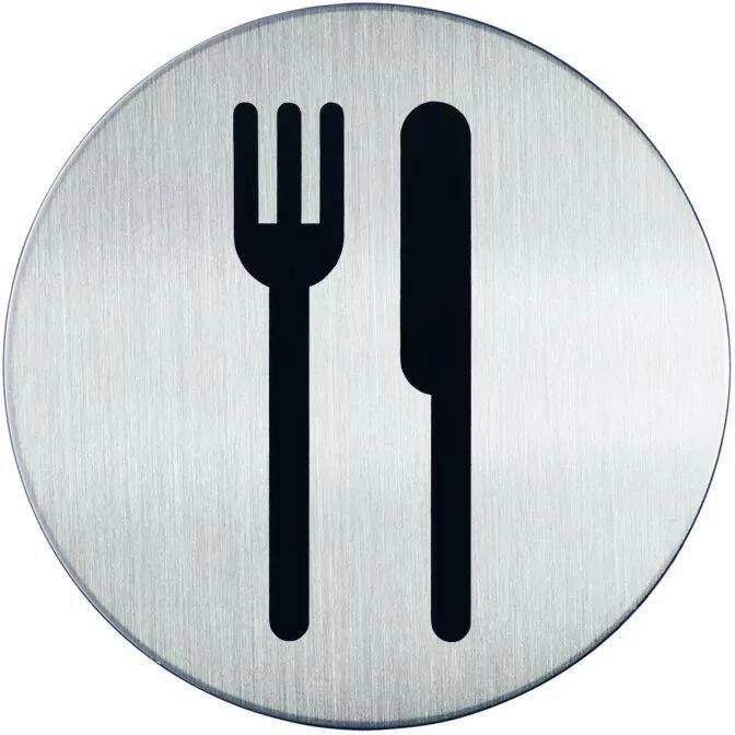 Novioproducts Pictogram zelfklevend rond restaurant kantine RVS