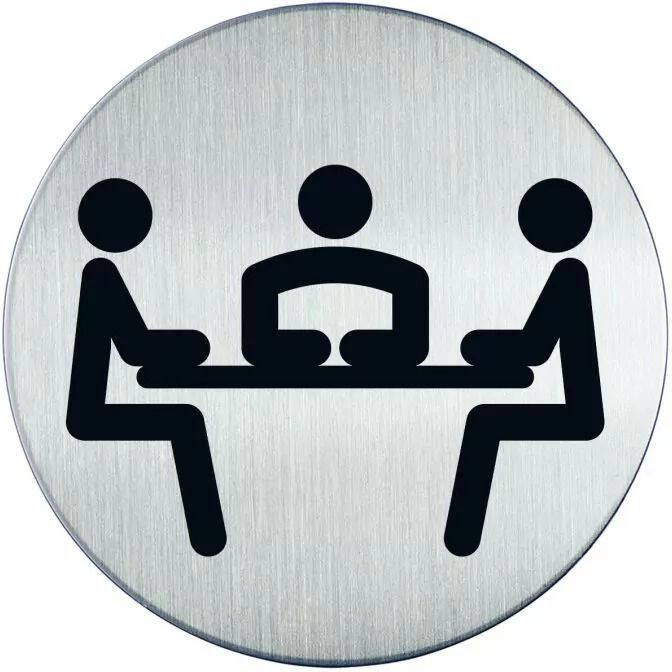 Novioproducts Pictogram zelfklevend rond vergaderruimte RVS