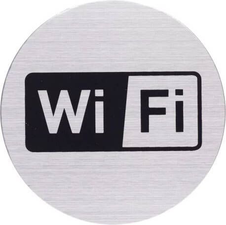 Novioproducts Pictogram zelfklevend rond WiFi RVS