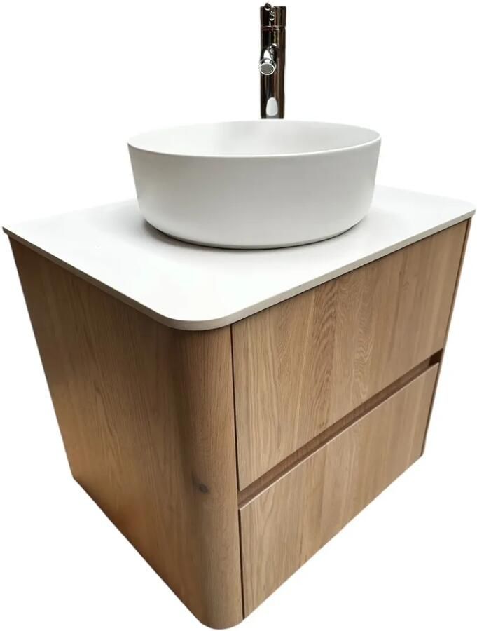 B-Stone Branson badkamermeubel eiken met toppaneel wit 60cm