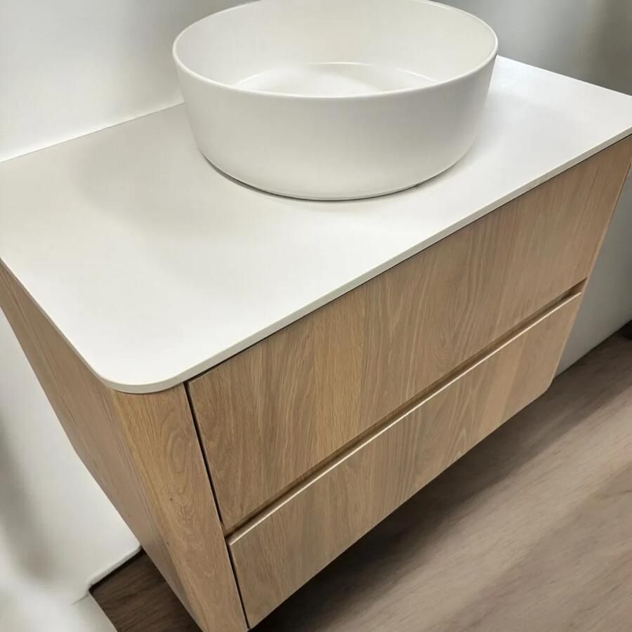 B-Stone Branson badkamermeubel eiken met toppaneel wit 80cm