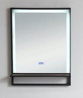 B-Stone Saval zwart RVS spiegel met LED verlichting en spiegelverwarming 55x70cm