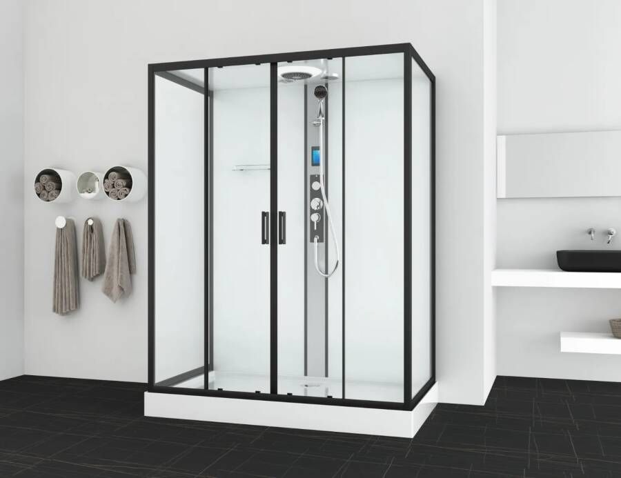 Badstuber New York complete douchecabine 160x90x215cm kitvrij zwart mat