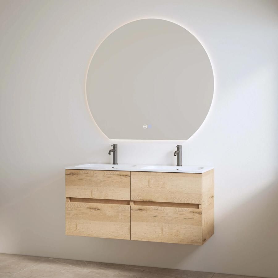 Best Design Bora badmeubel duo met 2 kraangaten 120cm eiken