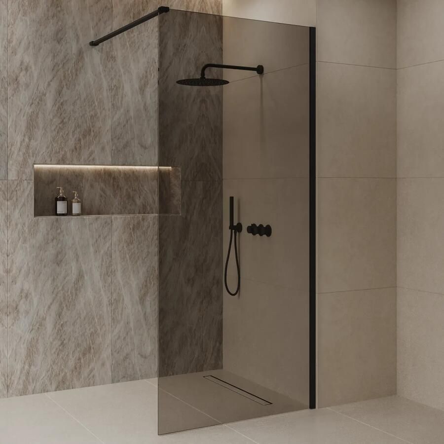 Best Design Dalis inloopdouche 120cm zwart met mokka glas