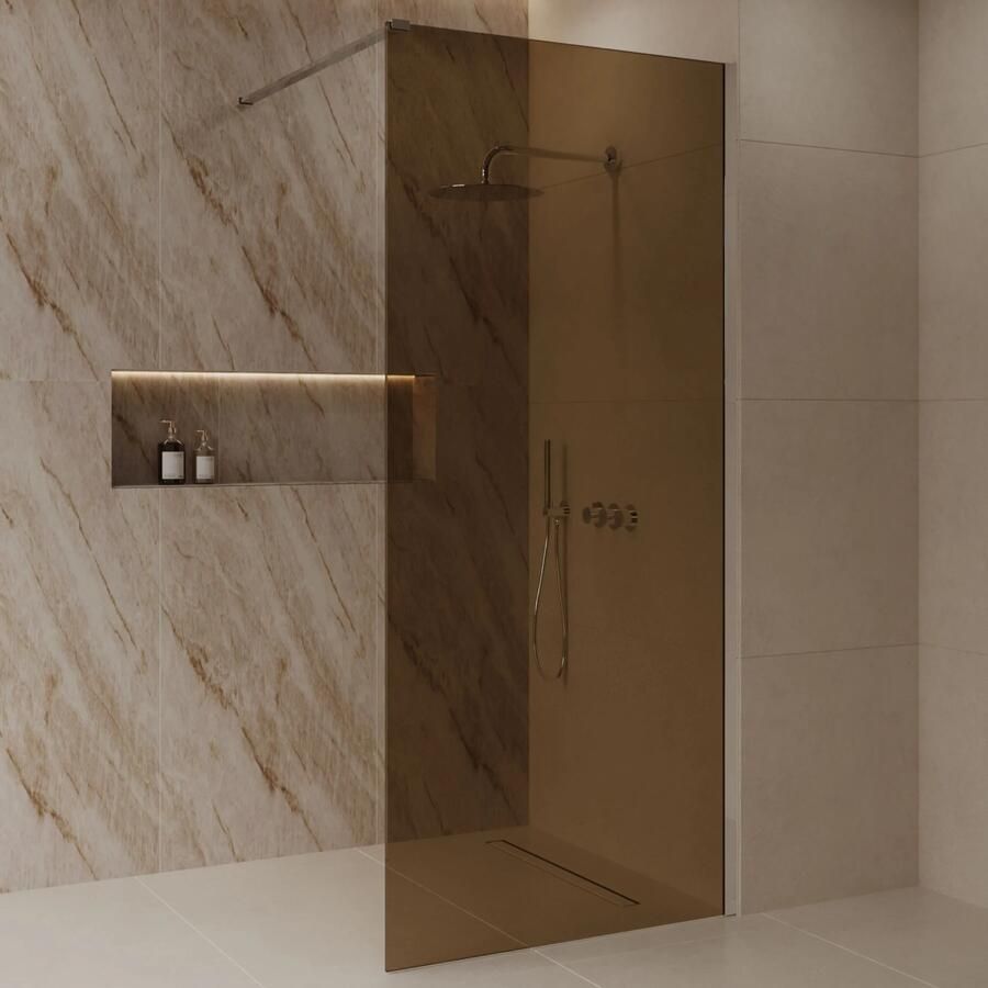 Best Design Dalis inloopdouche 100cm chroom met amber glas