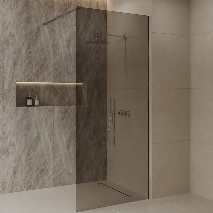 Best Design Dalis inloopdouche 100cm chroom met mokka glas