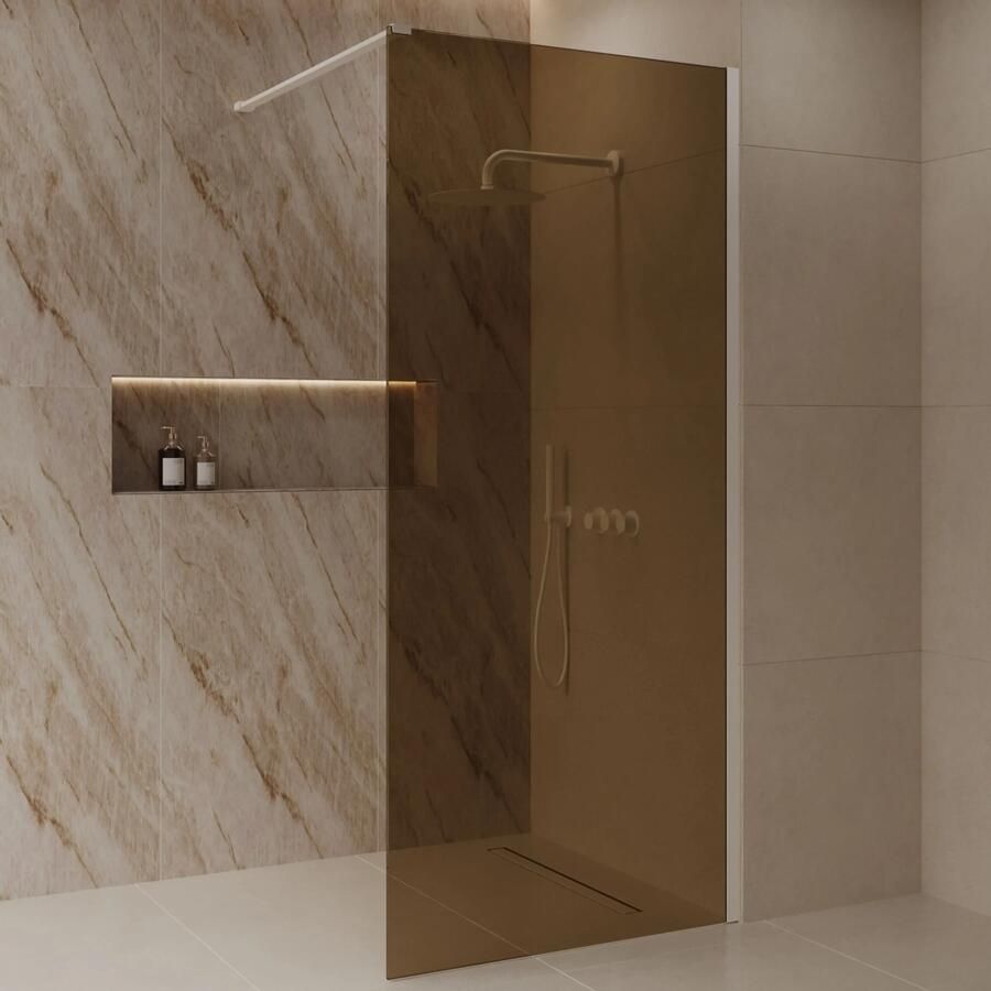 Best Design Dalis inloopdouche 100cm wit met amber glas