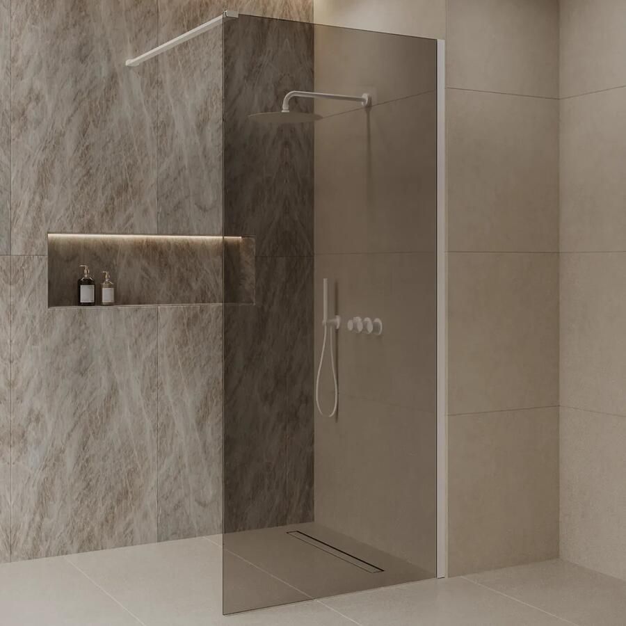 Best Design Dalis inloopdouche 100cm wit met mokka glas