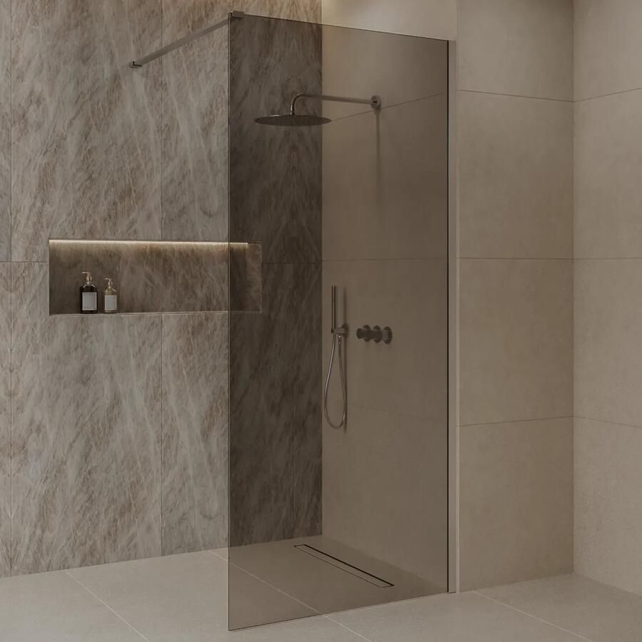 Best Design Dalis inloopdouche 100cm RVS met mokka glas