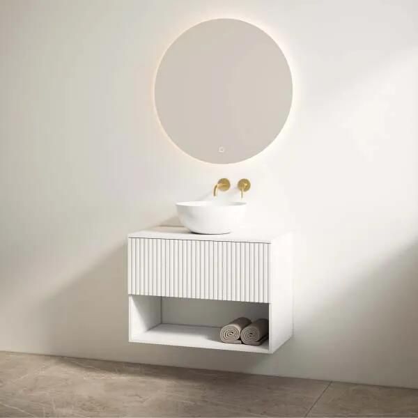 Best Design Rigatti badmeubel 100cm wit mat met ribbelfront en wit mat topblad