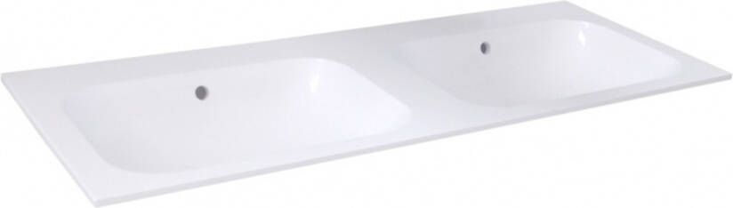 Best Design Bora dubbele wastafel zonder kraangaten polybeton wit