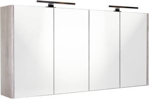 Best Design Happy spiegelkast met verlichting 120x60cm eiken grijs