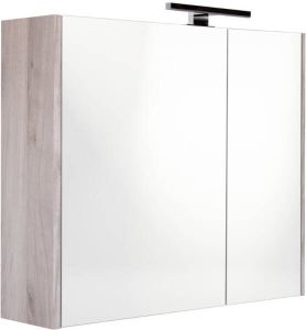 Best Design Happy spiegelkast met verlichting 60x60cm eiken grijs