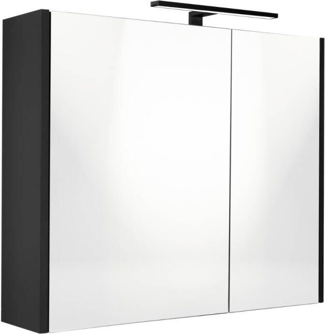 Best Design Happy spiegelkast met verlichting 60x60cm zwart mat