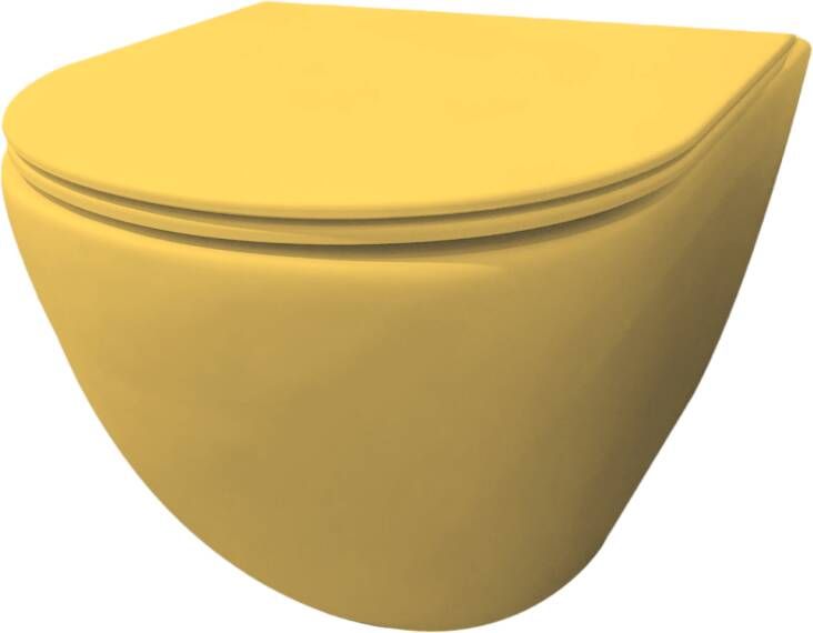 Best Design Morrano hangend toilet randloos geel mat