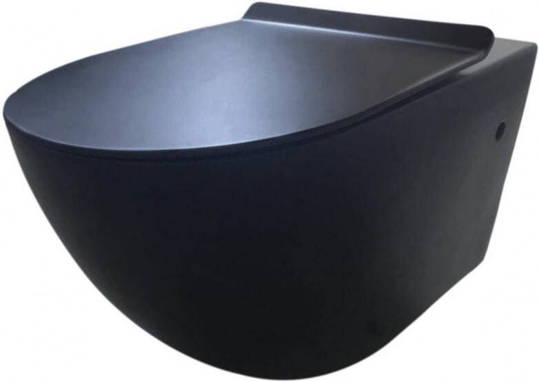 Best Design Morrano randloos wandcloset met softclose zitting mat zwart
