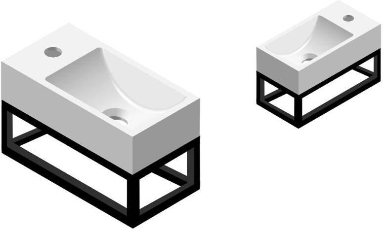 Best Design R-line fontein met kraangat links en rechts wit inclusief zwart frame