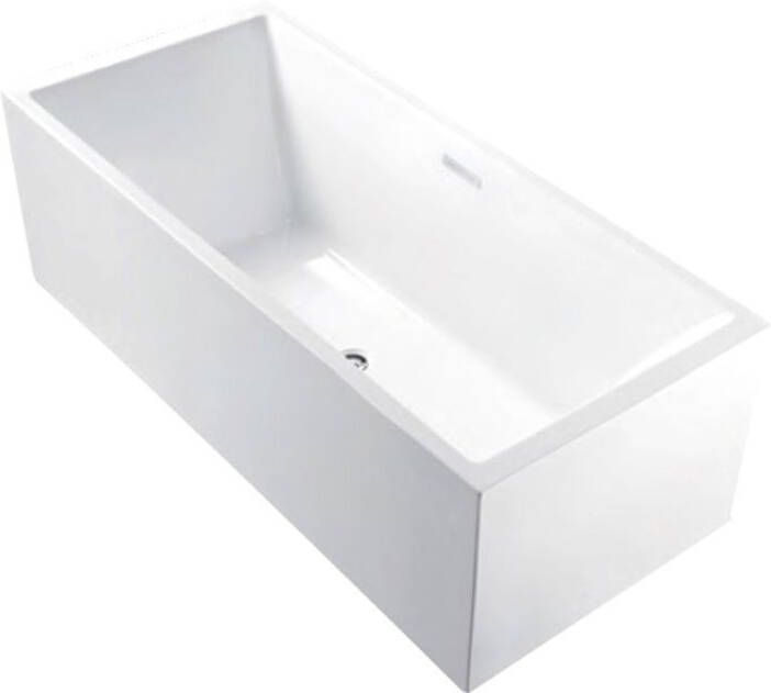 Douche Concurrent Ligbad Vrijstaand Strack Rechthoek 80x178x60cm Glasvezelversterkt Hoogwaardig Acryl Glans Wit met Badwaste en Overloop