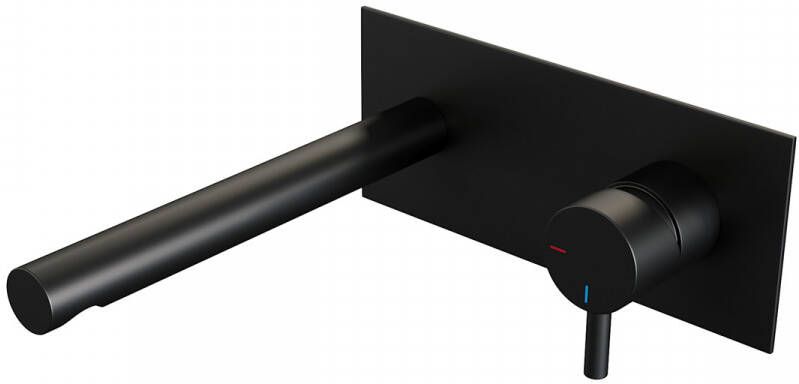 Brauer Black Edition Wastafelmengkraan inbouw rechte uitloop links hendel kort smal afdekplaat model B 1 mat zwart 5-S-004-S5