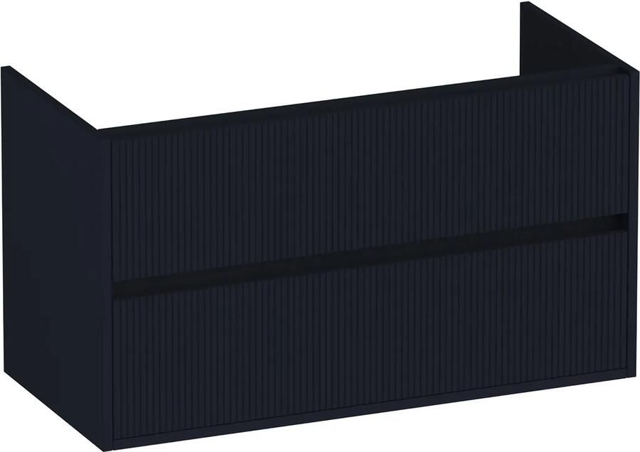 Brauer Adore Wavy onderkast ribbelfront 100cm met 2 softclose lades zwart mat