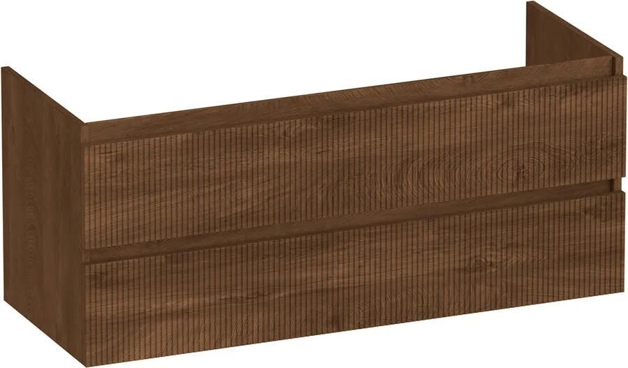 Brauer Joy Wavy onderkast ribbelfront 120cm met 2 softclose lades en 1 sifon uitsparing forest cacao