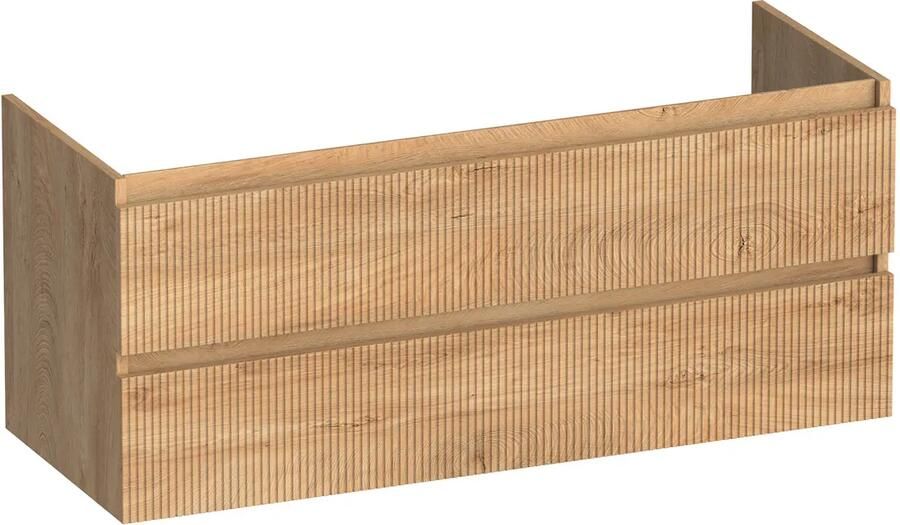 Brauer Joy Wavy onderkast ribbelfront 120cm met 2 softclose lades en 2 sifon uitsparingen forest tan