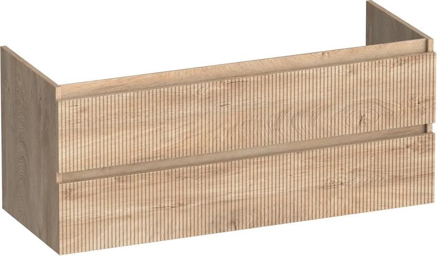 Brauer Joy Wavy onderkast ribbelfront 120cm met 2 softclose lades en 2 sifon uitsparingen forest wheat