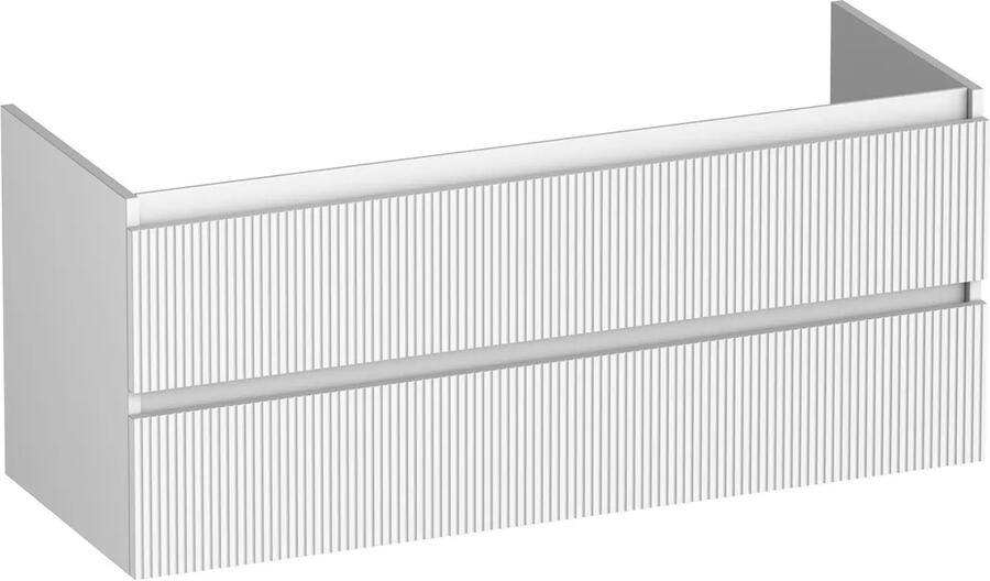 Brauer Joy Wavy onderkast ribbelfront 120cm met 2 softclose lades en 2 sifon uitsparingen wit mat